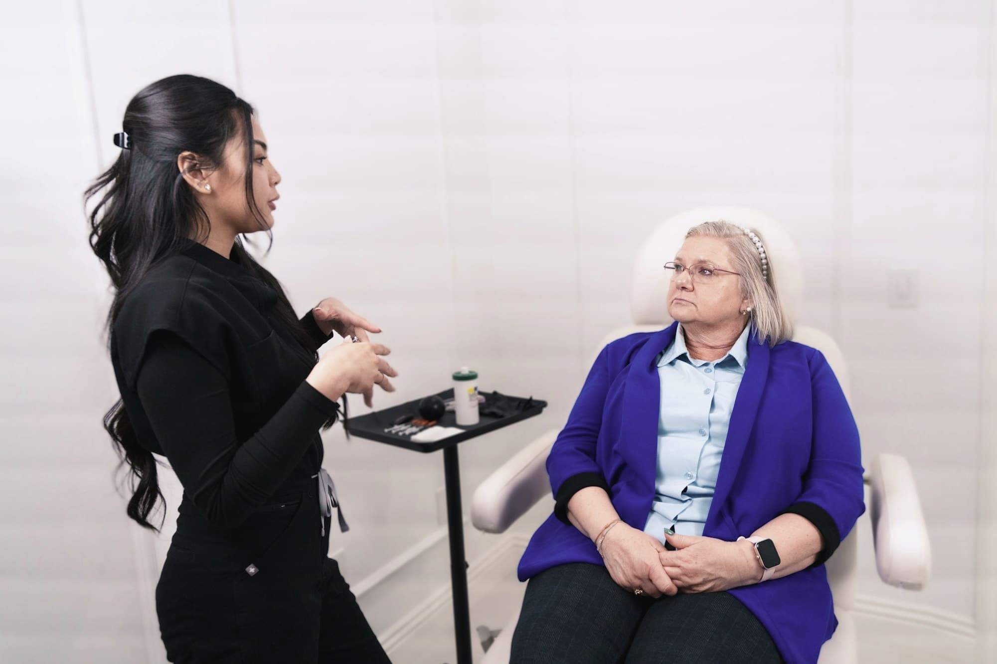 Treatment consultation between a practitioner and a client